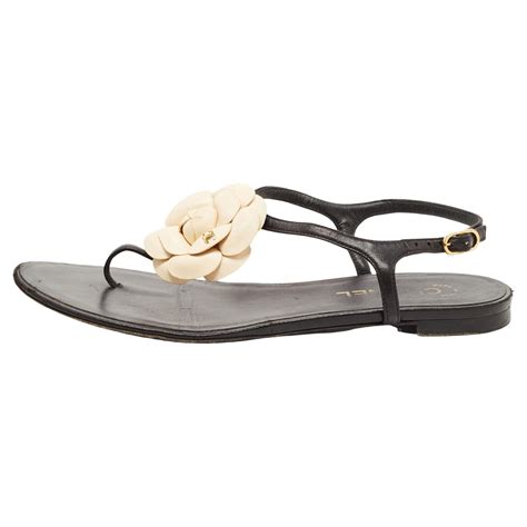 chanel camellia flat sandals|chanel thong sandals.